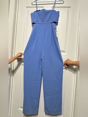 Claudie Pierlot Sphagetti Strap Scallop Jumpsuit in Periwinkle Blue